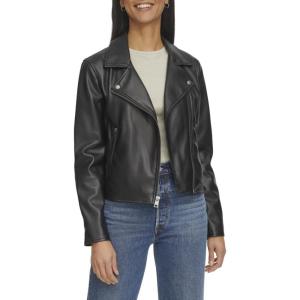 Levi’s Women’s Smooth Faux Leather Moto (Standard and Plus Sizes)(Black)
