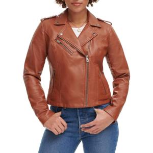 Levi’s Women’s The Classic Faux Leather Moto Jacket (Regular & Plus Size)(Camel Brown)