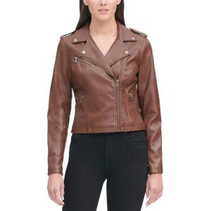 Levi’s Women’s The Classic Faux Leather Moto Jacket (Regular & Plus Size)(Cognac Beige)