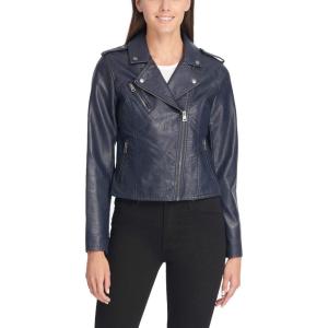 Levi’s Women’s The Classic Faux Leather Moto Jacket (Regular & Plus Size)(Navy)