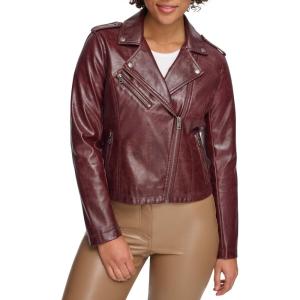 Levi’s Women’s The Classic Faux Leather Moto Jacket (Regular & Plus Size)(Oxblood Gloss Pu)