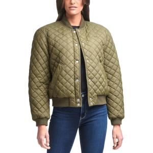 Levi’s Women’s Women’s Diamond Quilted Bomber Jacket With Front Pockets – Regular & Plus Sizes(Army Green Sherpa Lined)