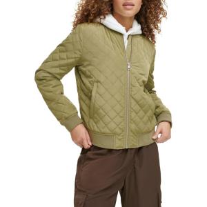Levi’s Women’s Women’s Diamond Quilted Bomber Jacket With Front Pockets – Regular & Plus Sizes(Olive Tree)