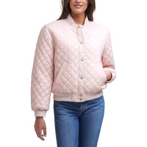 Levi’s Women’s Women’s Diamond Quilted Bomber Jacket With Front Pockets – Regular & Plus Sizes(Peach Blush Sherpa Lined)
