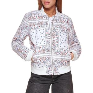 Levi’s Women’s Women’s Diamond Quilted Bomber Jacket With Front Pockets – Regular & Plus Sizes(White Navy Bandana)