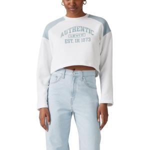 Levi’s mens Graphic Bleacher Sweatshirt(Bright White Dusty Blue)