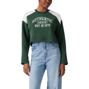 Levi’s mens Graphic Bleacher Sweatshirt(Jungle Green Bright White)