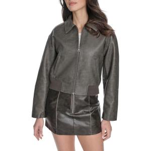 Levi’s womens Faux Leather Bomber With Laydown Collar(Ash)