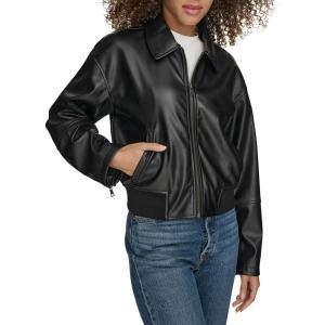 Levi’s womens Faux Leather Bomber With Laydown Collar(Black)