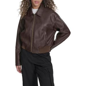 Levi’s womens Faux Leather Bomber With Laydown Collar(Dark Brown)