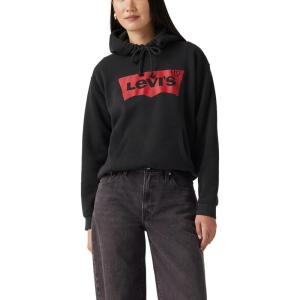 Levi’s womens Graphic Everyday Hoodie((New) Batwing Mineral Black)