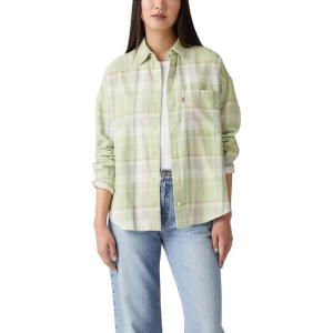 Levi’s womens Henri Flannel((New) Gretchen Plaid Cameo Green)