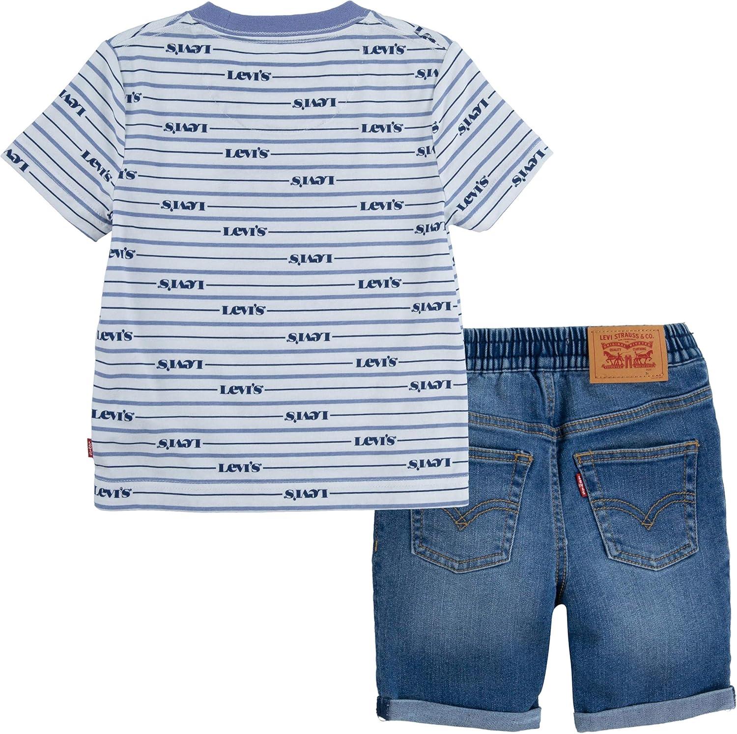 imageLevis Boys and Baby Graphic TShirt and Shorts 2Piece Outfit SetColony Blue