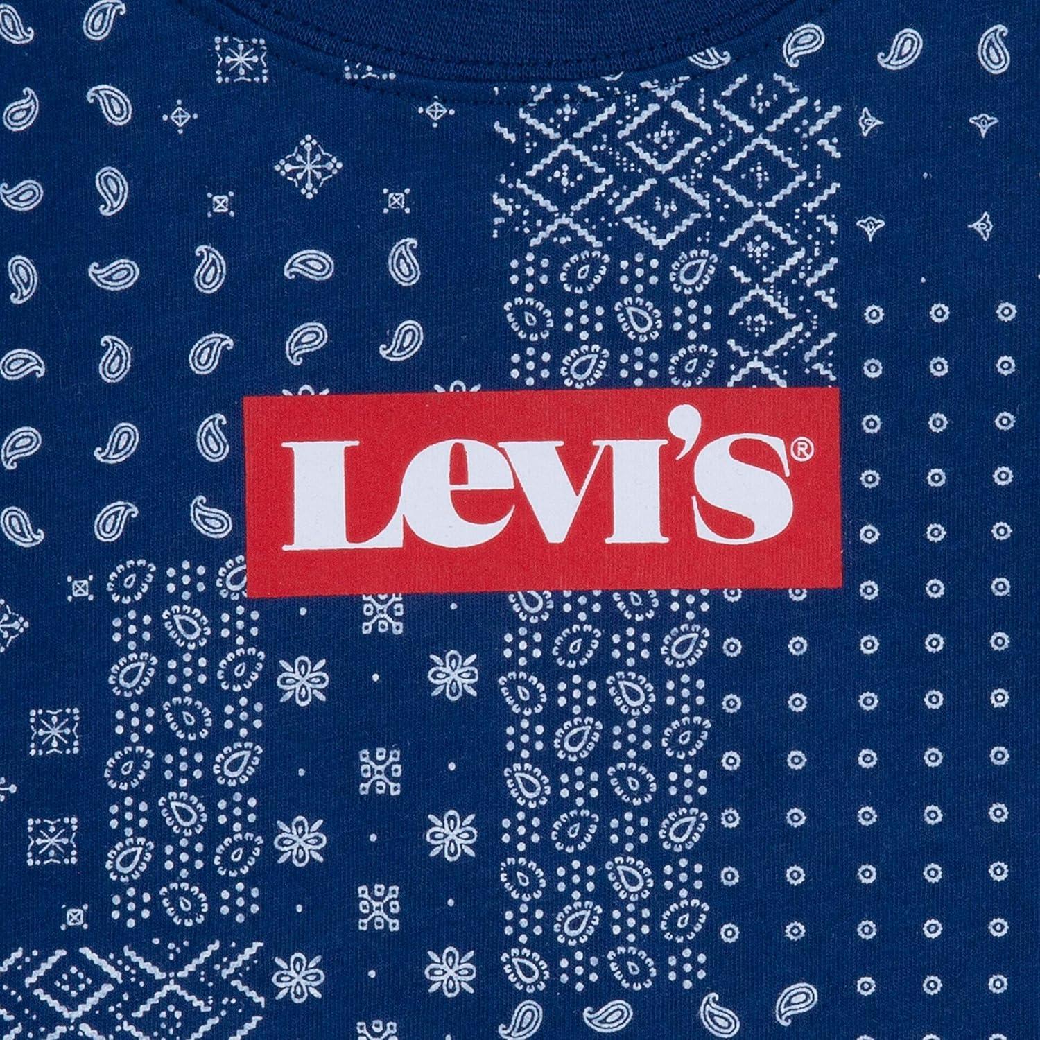 imageLevis Boys and Baby Graphic TShirt and Shorts 2Piece Outfit SetEstate Blue