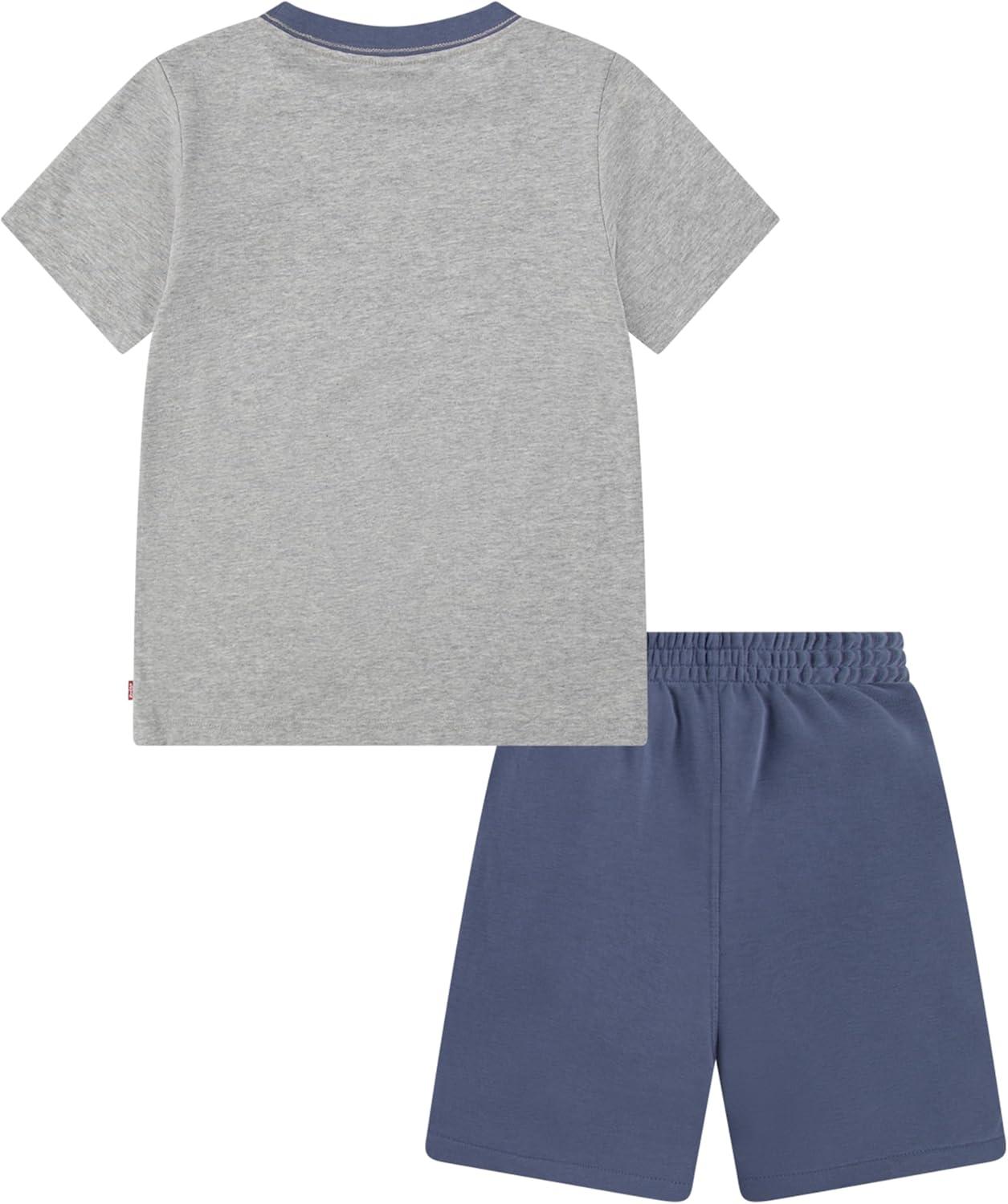 imageLevis Boys and Baby Graphic TShirt and Shorts 2Piece Outfit SetGrey Heather