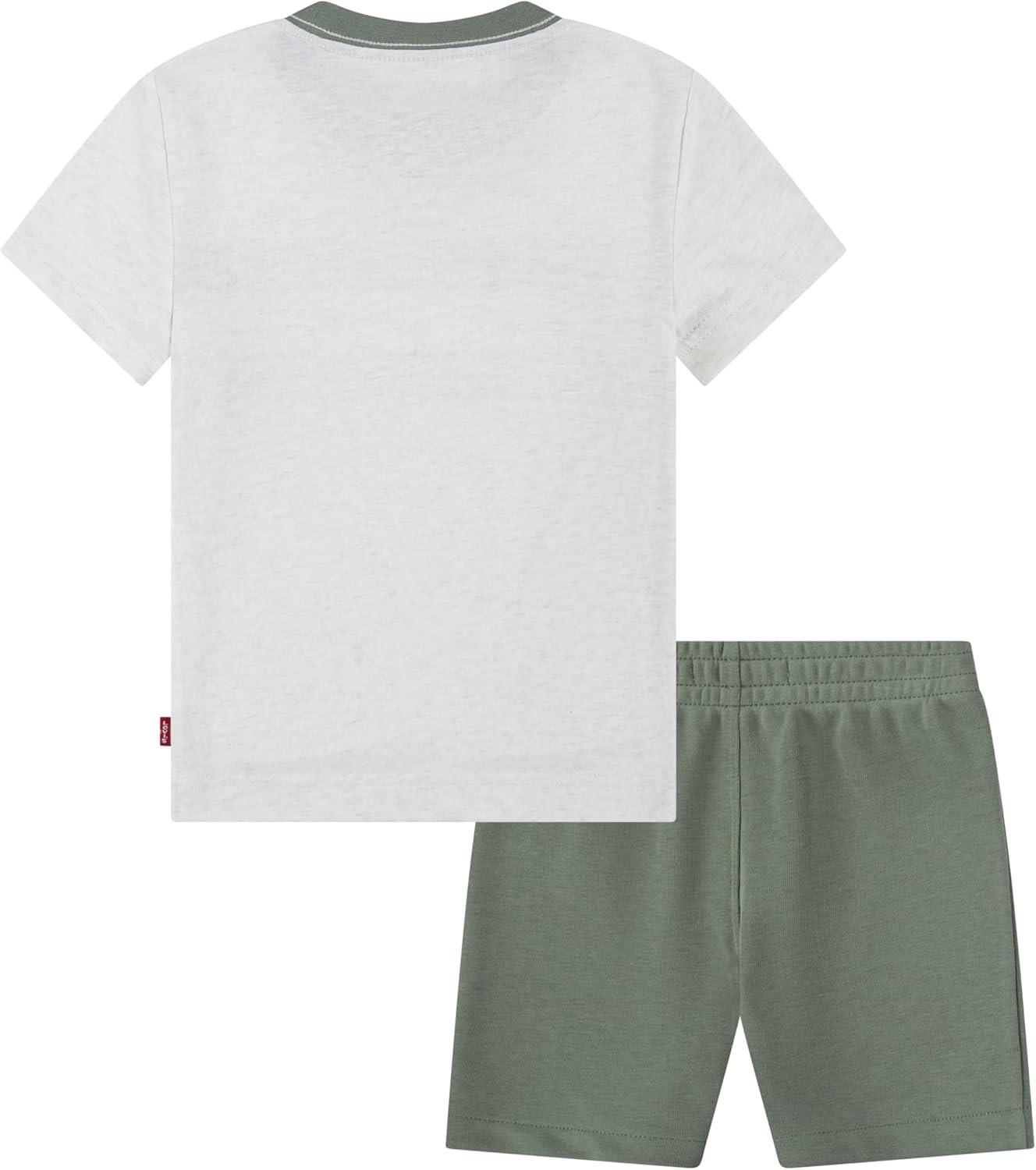 imageLevis Boys and Baby Graphic TShirt and Shorts 2Piece Outfit SetOatmeal Heather