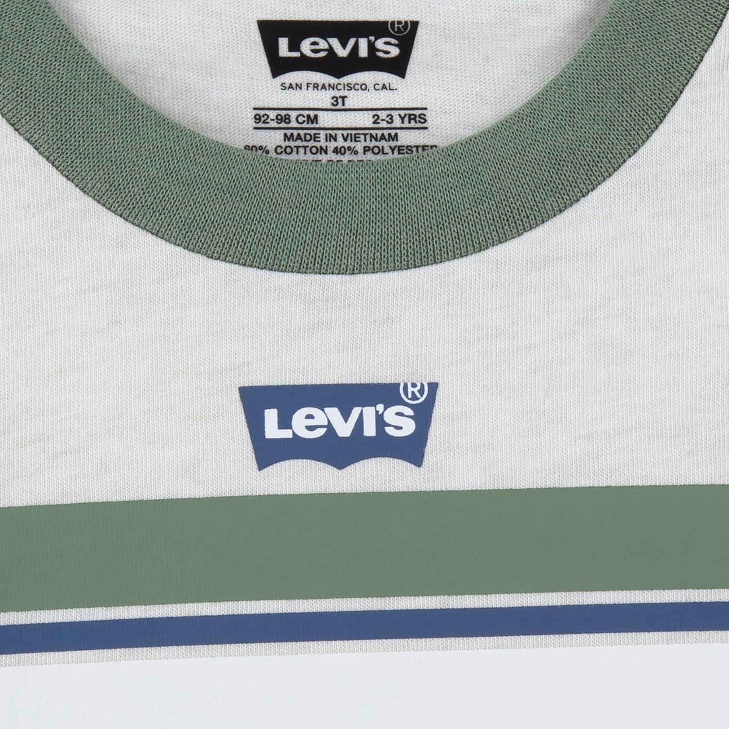 imageLevis Boys and Baby Graphic TShirt and Shorts 2Piece Outfit SetOatmeal Heather