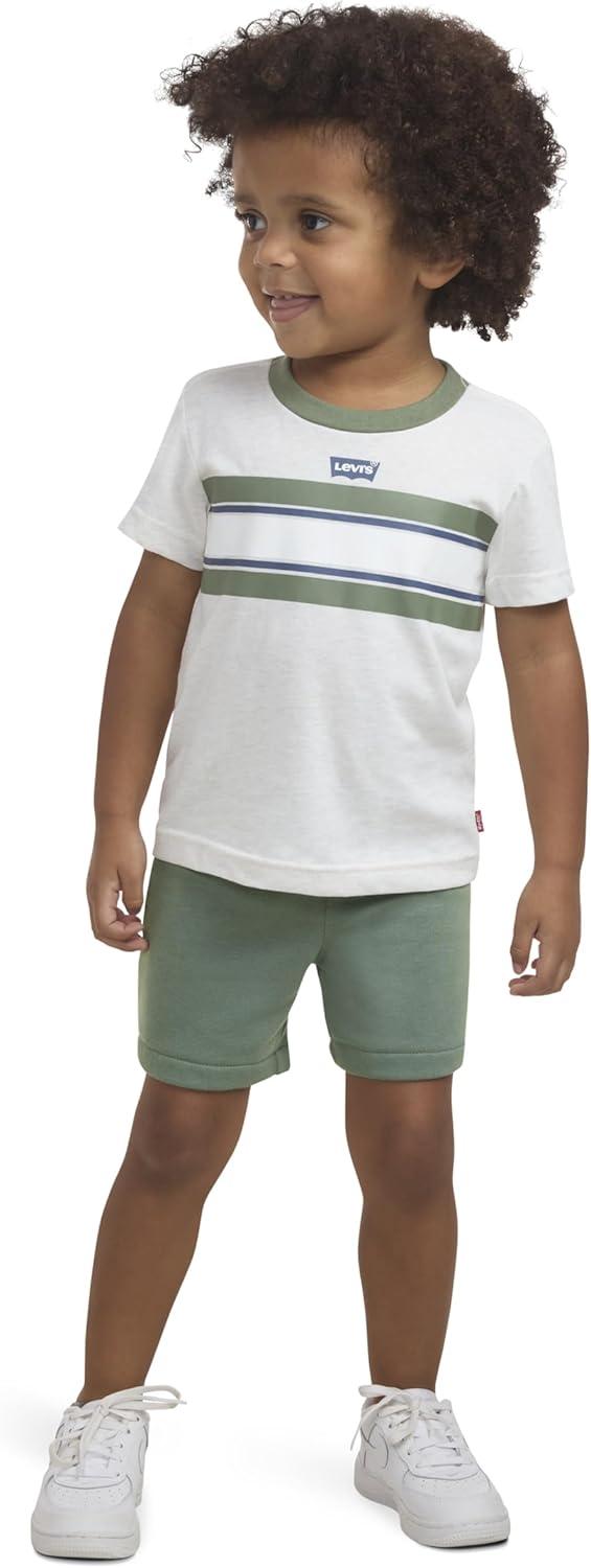 imageLevis Boys and Baby Graphic TShirt and Shorts 2Piece Outfit SetOatmeal Heather