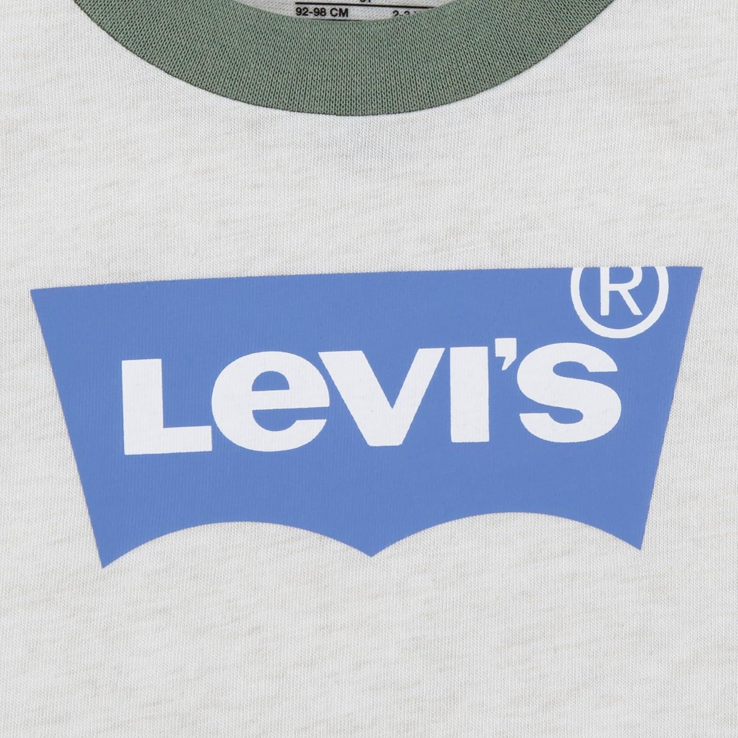 imageLevis Boys and Baby Graphic TShirt and Shorts 2Piece Outfit SetOatmeal HeatherBatwing