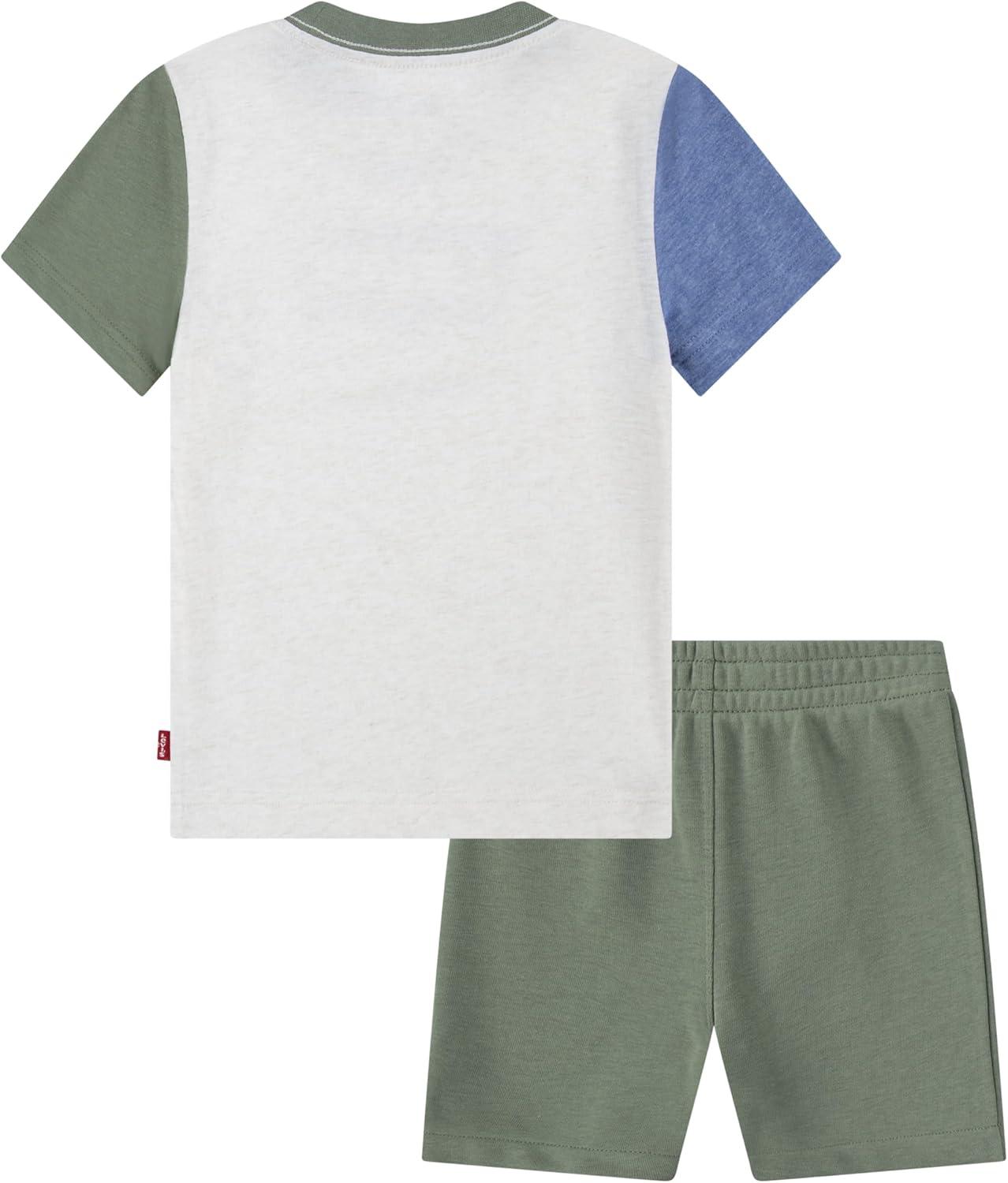 imageLevis Boys and Baby Graphic TShirt and Shorts 2Piece Outfit SetOatmeal HeatherBatwing