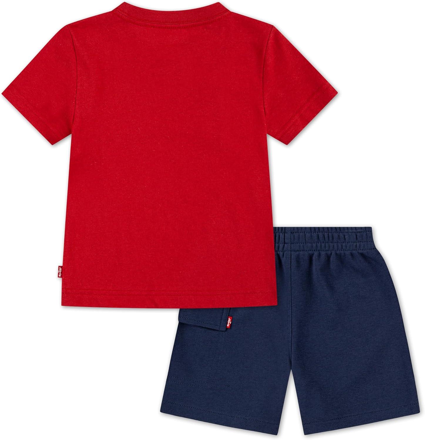 imageLevis Boys and Baby Graphic TShirt and Shorts 2Piece Outfit SetPompeian Red