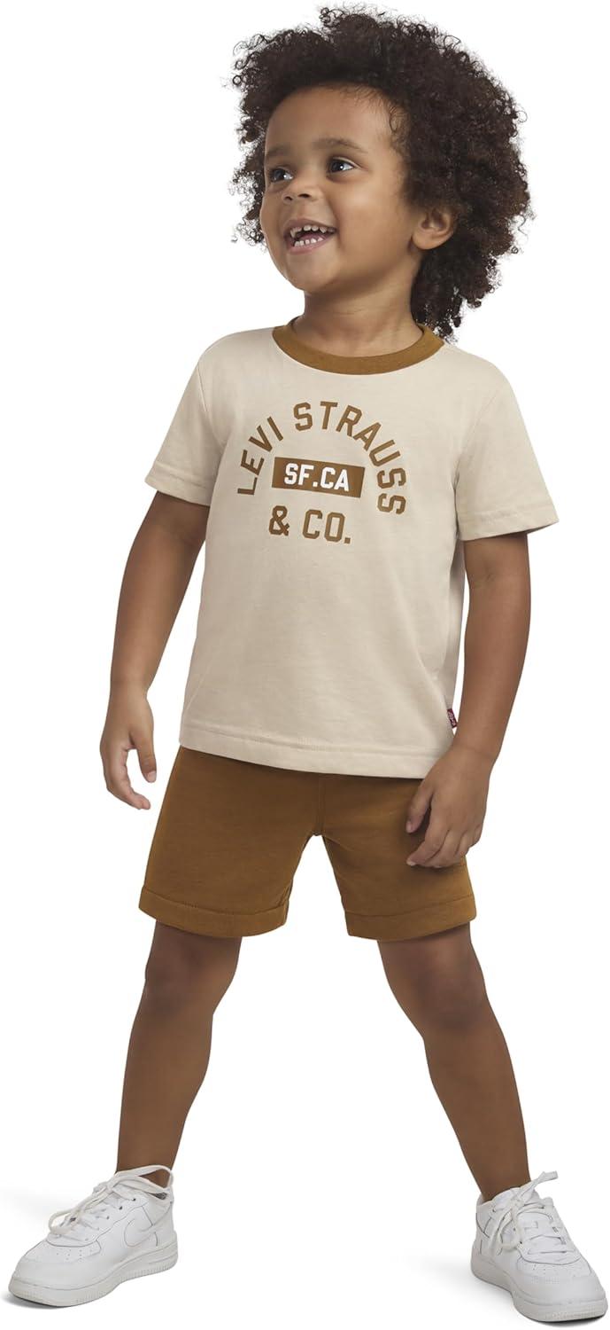 imageLevis Boys and Baby Graphic TShirt and Shorts 2Piece Outfit SetSafari