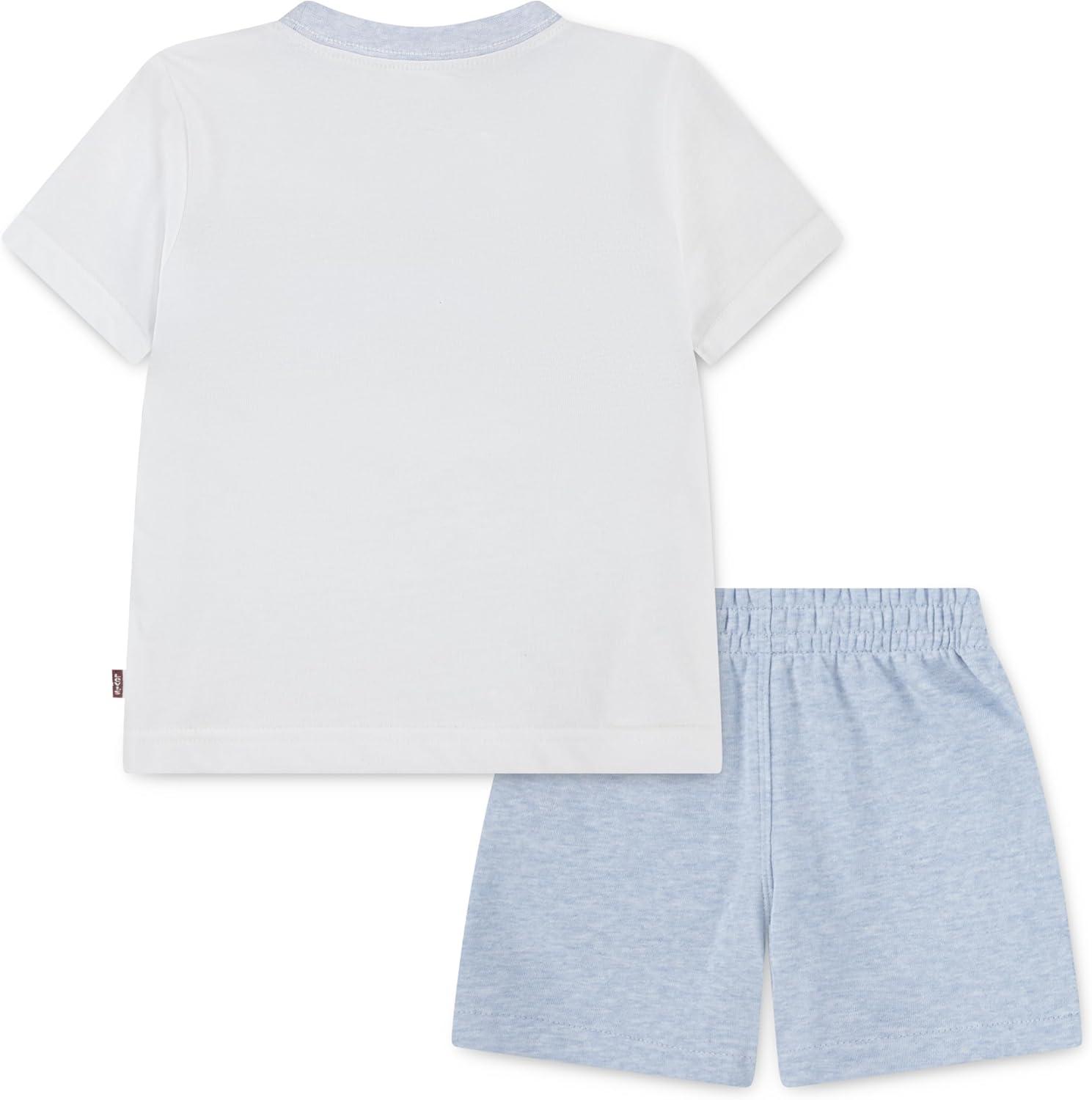 imageLevis Boys and Baby Graphic TShirt and Shorts 2Piece Outfit SetWhiteLight Blue