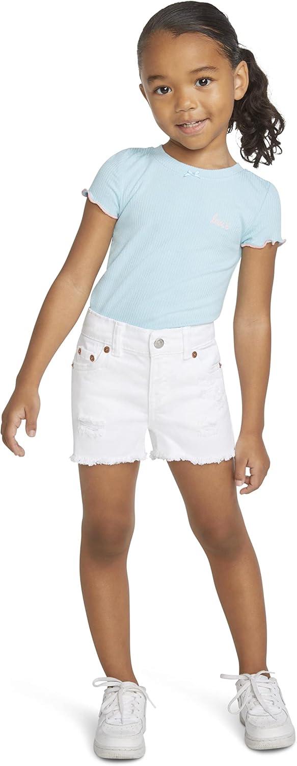imageLevis Girls Girlfriend Fit Denim Shorty ShortsWhiteDestructed