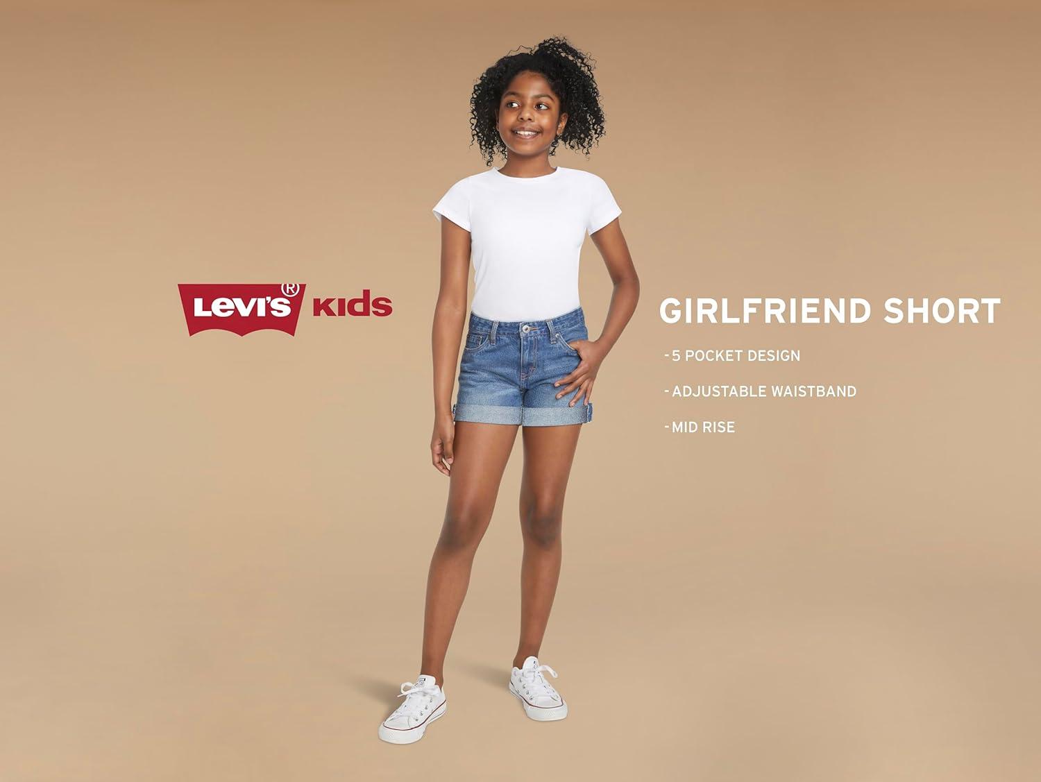 imageLevis Girls Girlfriend Fit Denim Shorty ShortsWhiteDestructed