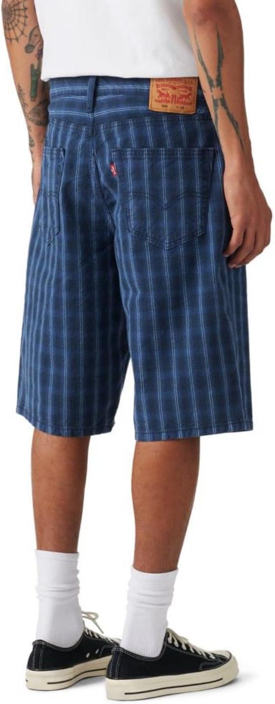 imageLevis Mens 469 Loose Straight Denim Shorts Also Available in Big amp TallLightsaber Plaid Navy Blazer Canvas