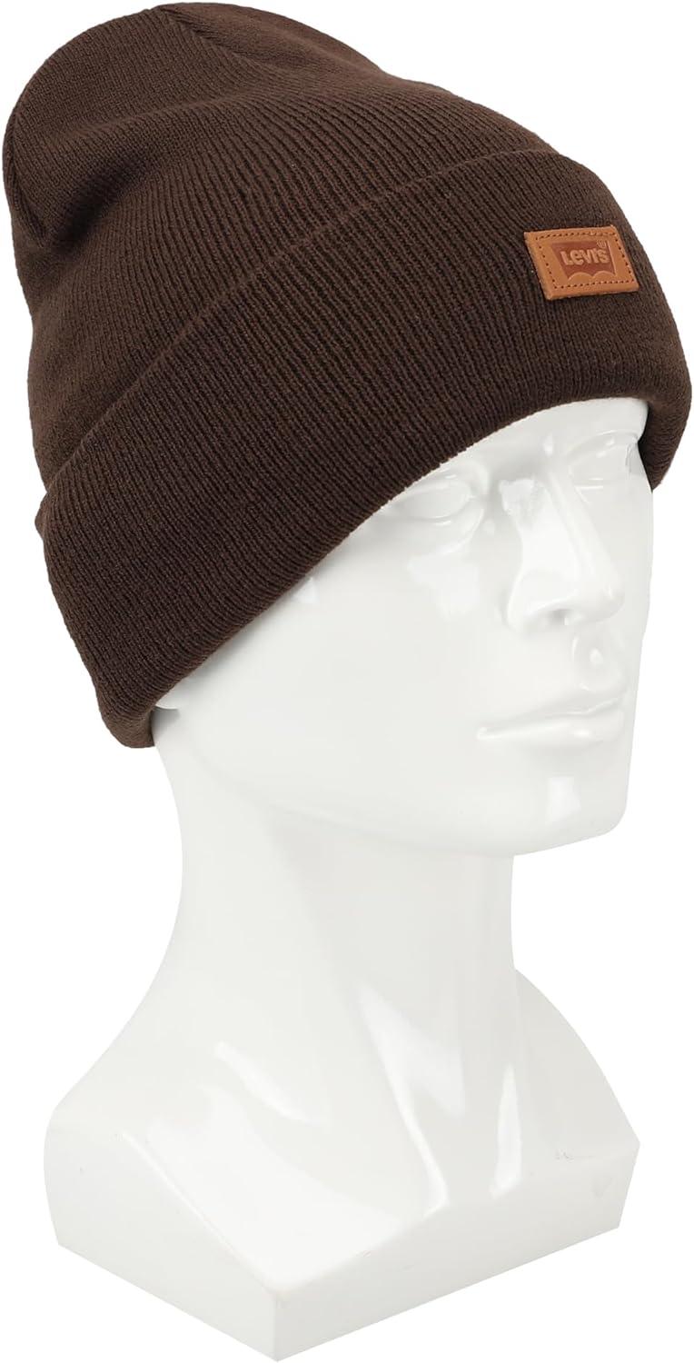imageLevis Mens AllSeason Hero Beanie Soft Knit Cuffed Winter Hat Warm amp Comfortable Everyday StyleChocolate