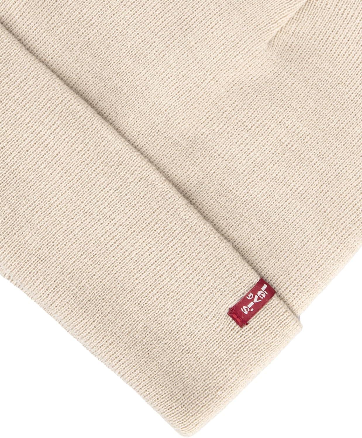 imageLevis Mens AllSeason Hero Beanie Soft Knit Cuffed Winter Hat Warm amp Comfortable Everyday StyleCream Red Tab