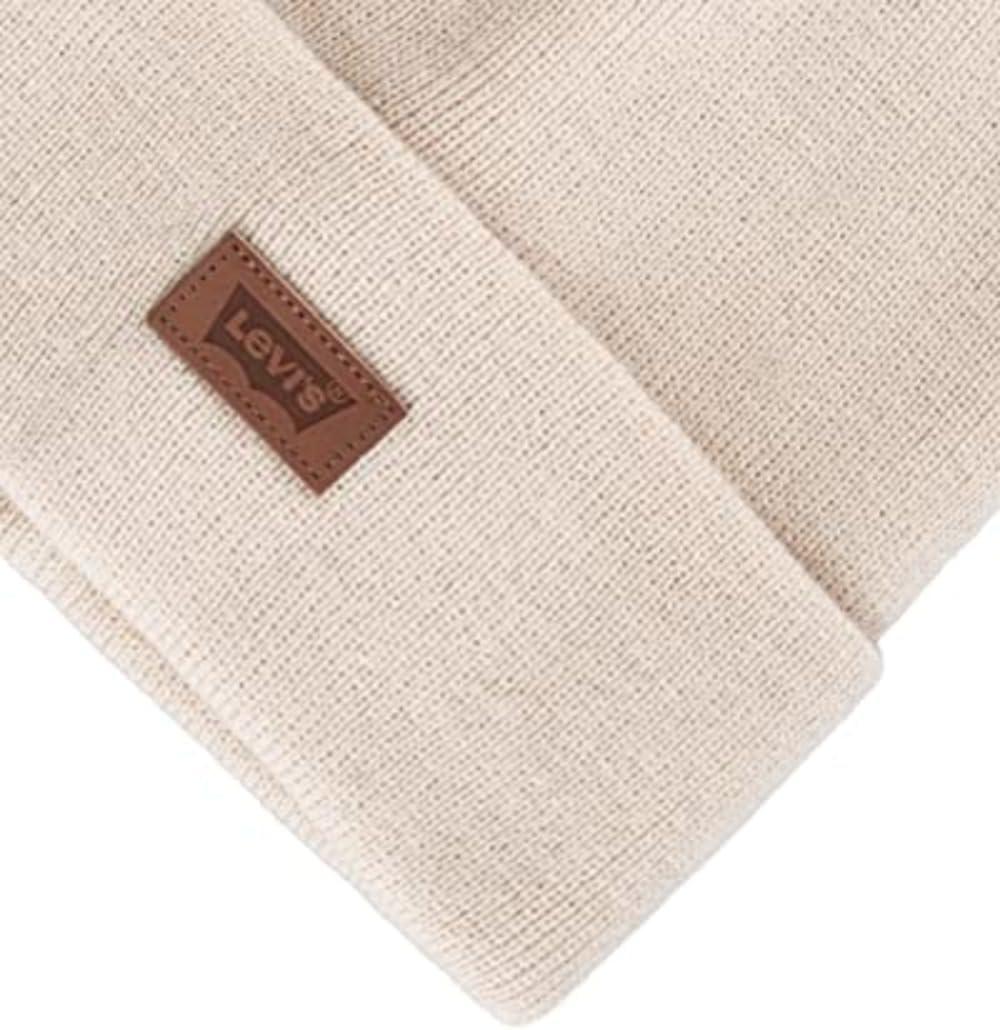 imageLevis Mens AllSeason Hero Beanie Soft Knit Cuffed Winter Hat Warm amp Comfortable Everyday StyleCream Solid