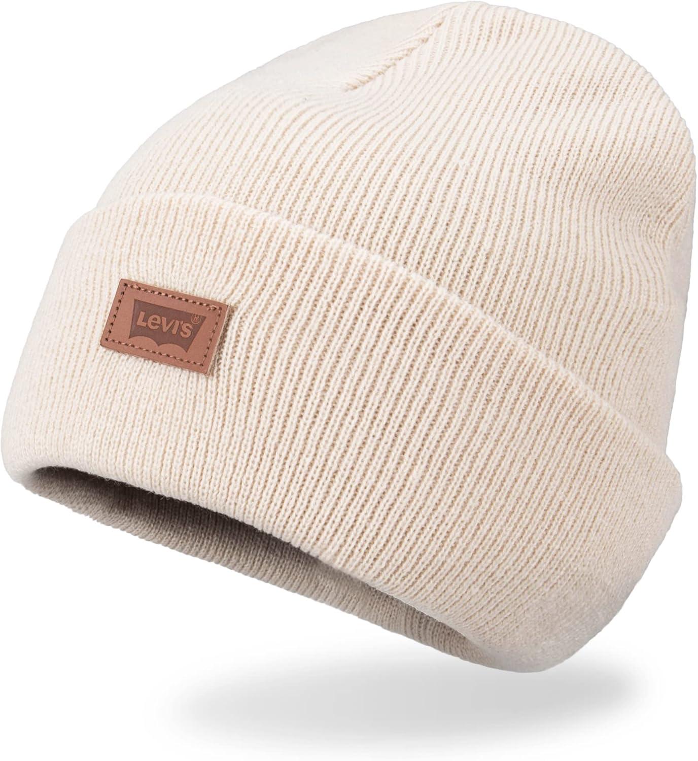 imageLevis Mens AllSeason Hero Beanie Soft Knit Cuffed Winter Hat Warm amp Comfortable Everyday StyleCream Solid