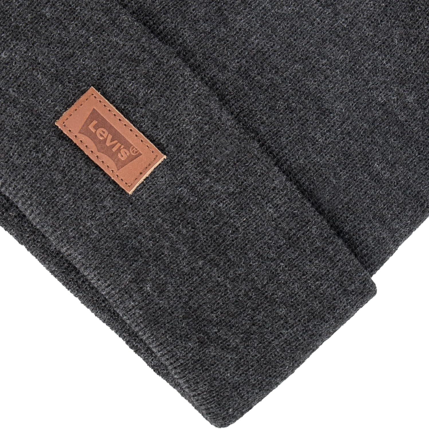 imageLevis Mens AllSeason Hero Beanie Soft Knit Cuffed Winter Hat Warm amp Comfortable Everyday StyleGrey Solid