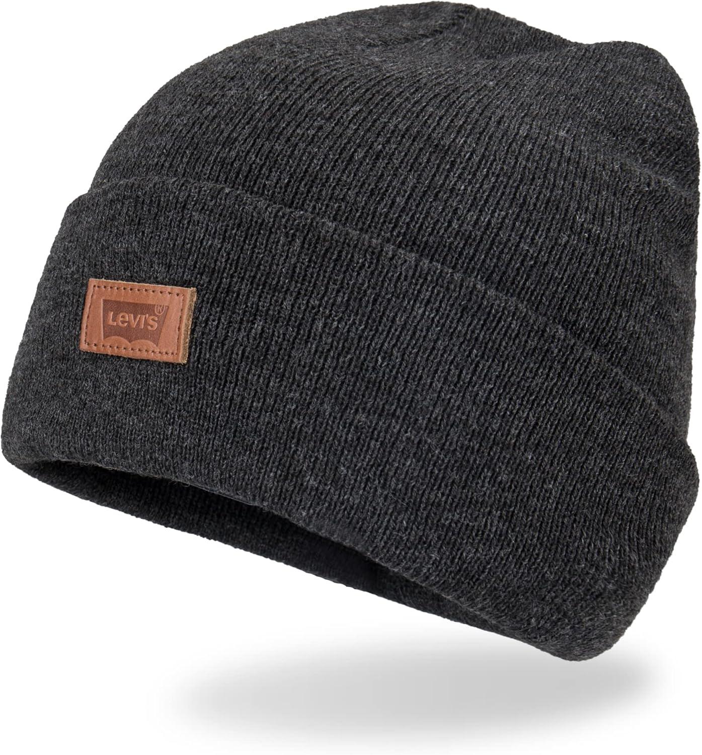 imageLevis Mens AllSeason Hero Beanie Soft Knit Cuffed Winter Hat Warm amp Comfortable Everyday StyleGrey Solid