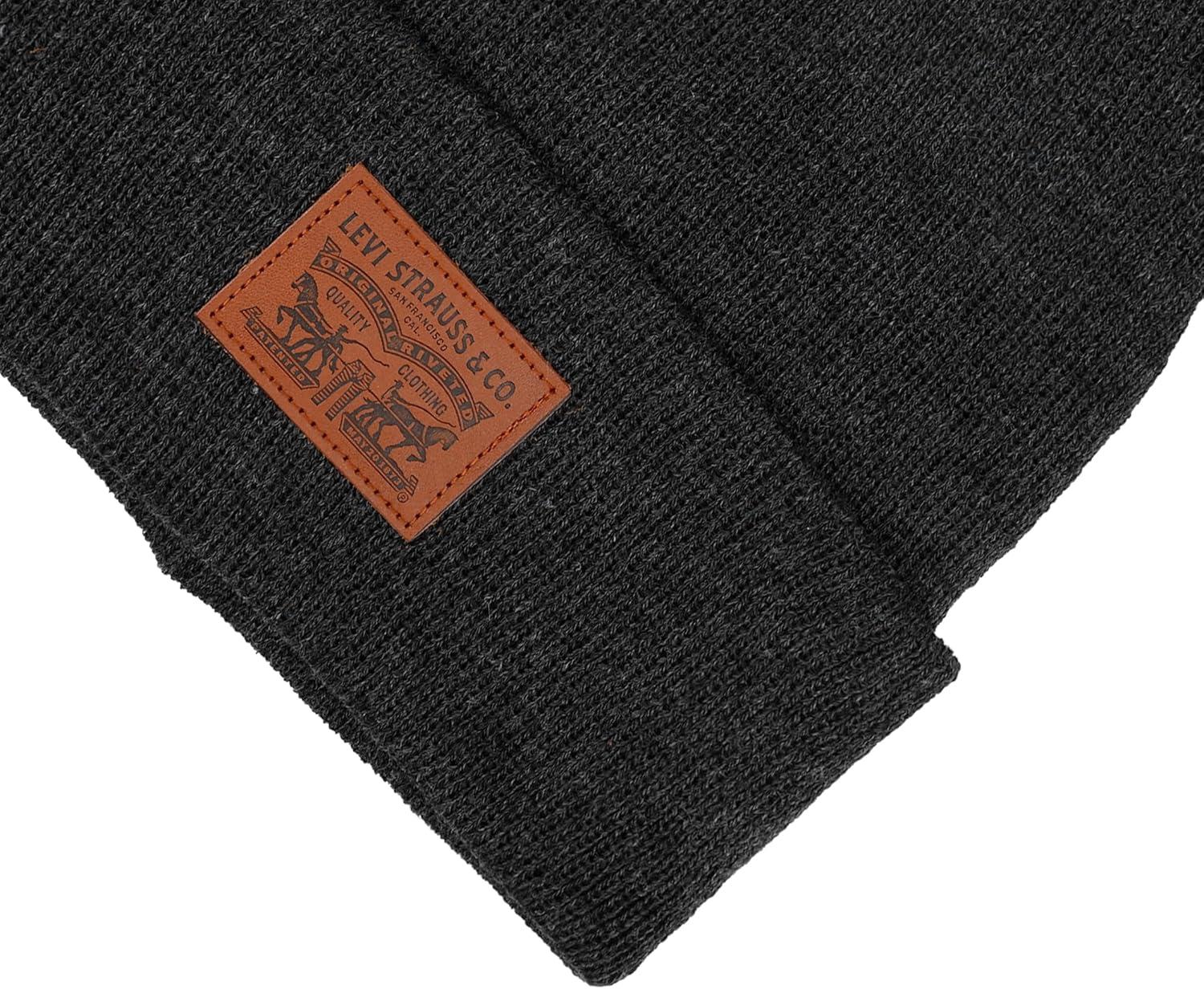 imageLevis Mens AllSeason Hero Beanie Soft Knit Cuffed Winter Hat Warm amp Comfortable Everyday StyleLight Heather Grey