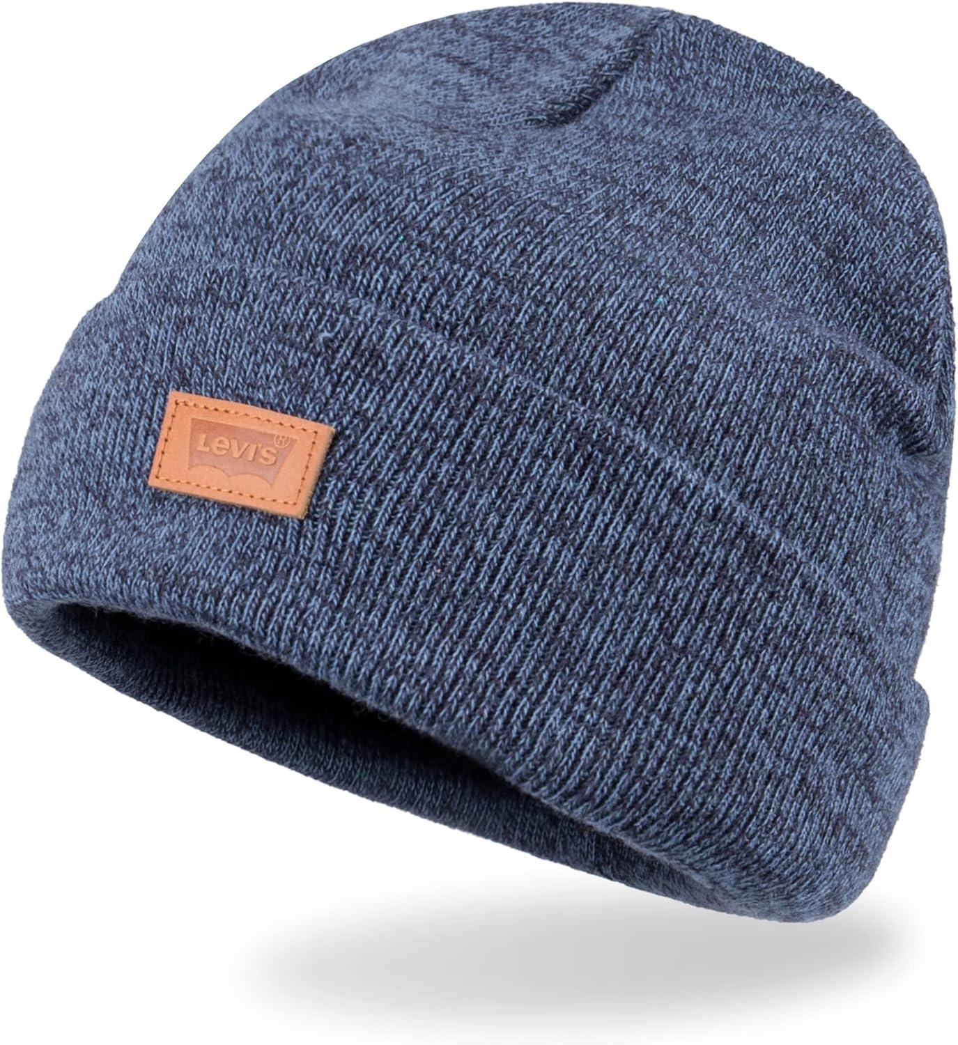 imageLevis Mens AllSeason Hero Beanie Soft Knit Cuffed Winter Hat Warm amp Comfortable Everyday StyleMarl Blue