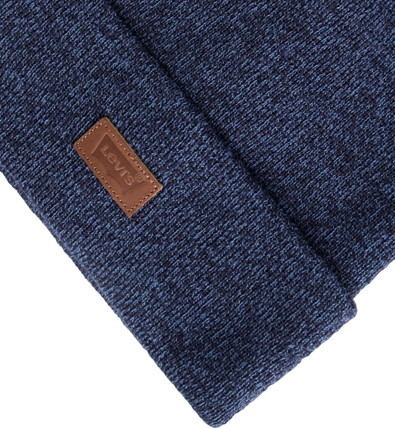 imageLevis Mens AllSeason Hero Beanie Soft Knit Cuffed Winter Hat Warm amp Comfortable Everyday StyleMarl Blue