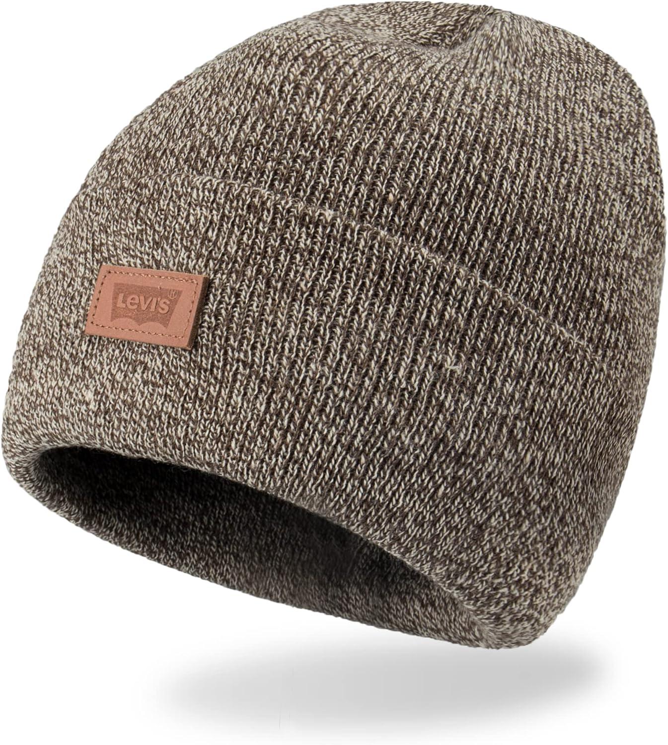 imageLevis Mens AllSeason Hero Beanie Soft Knit Cuffed Winter Hat Warm amp Comfortable Everyday StyleMarl Brown