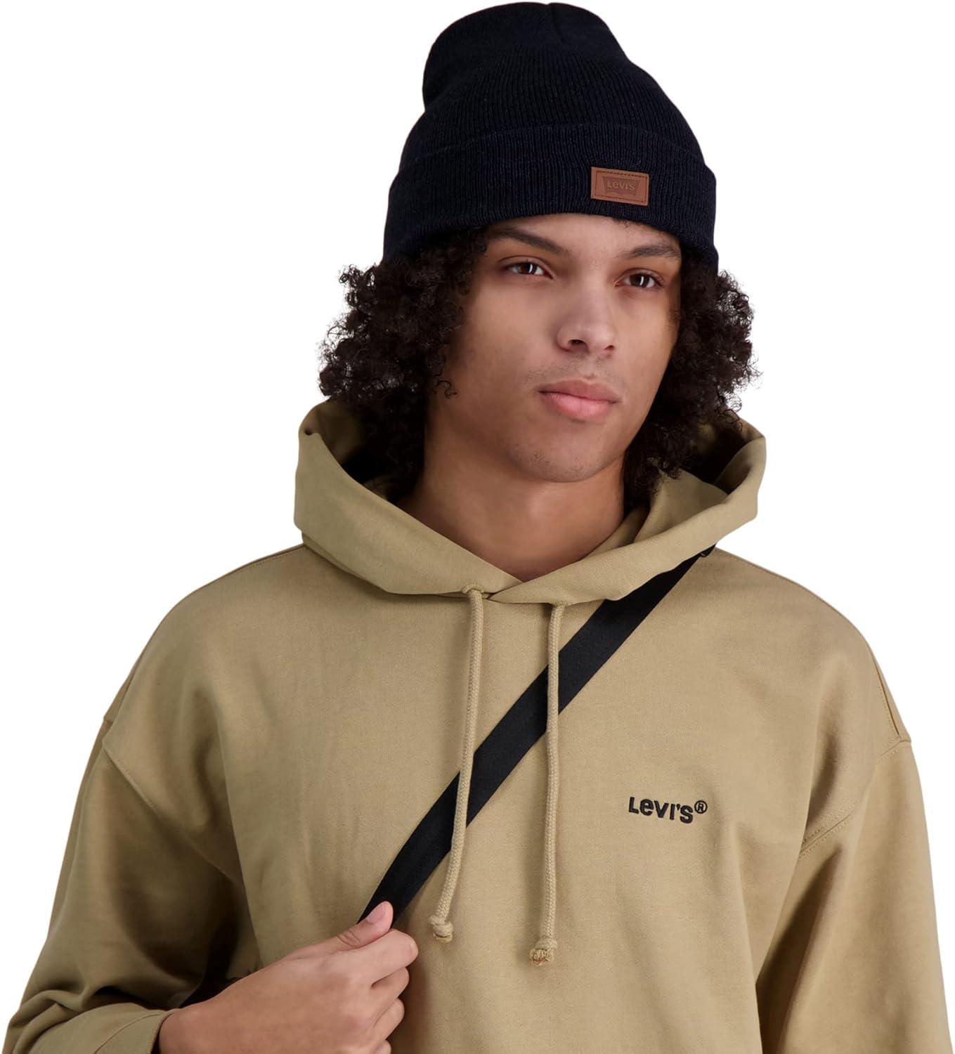 imageLevis Mens AllSeason Hero Beanie Soft Knit Cuffed Winter Hat Warm amp Comfortable Everyday StyleMarl Navy