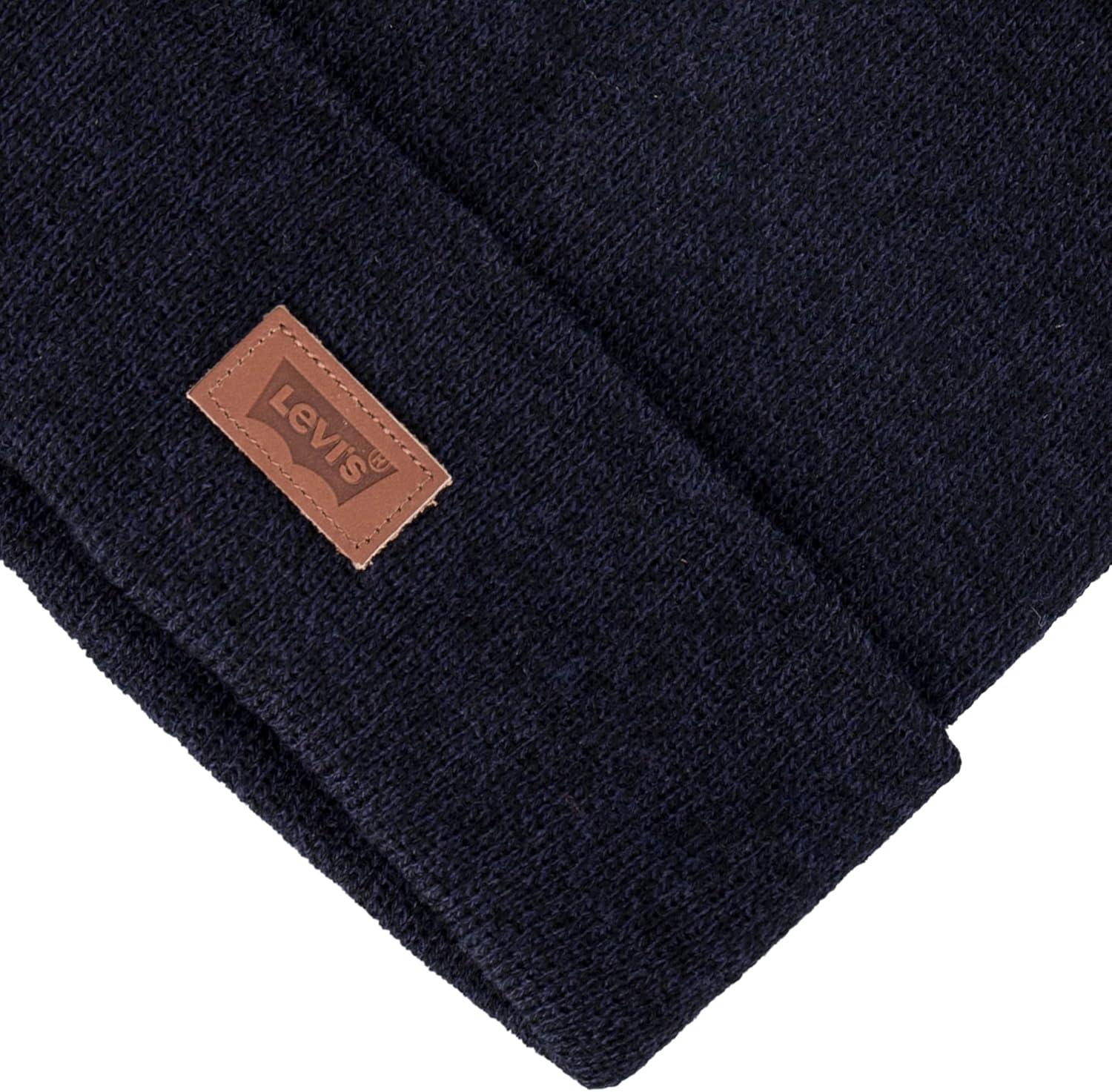 imageLevis Mens AllSeason Hero Beanie Soft Knit Cuffed Winter Hat Warm amp Comfortable Everyday StyleMarl Navy