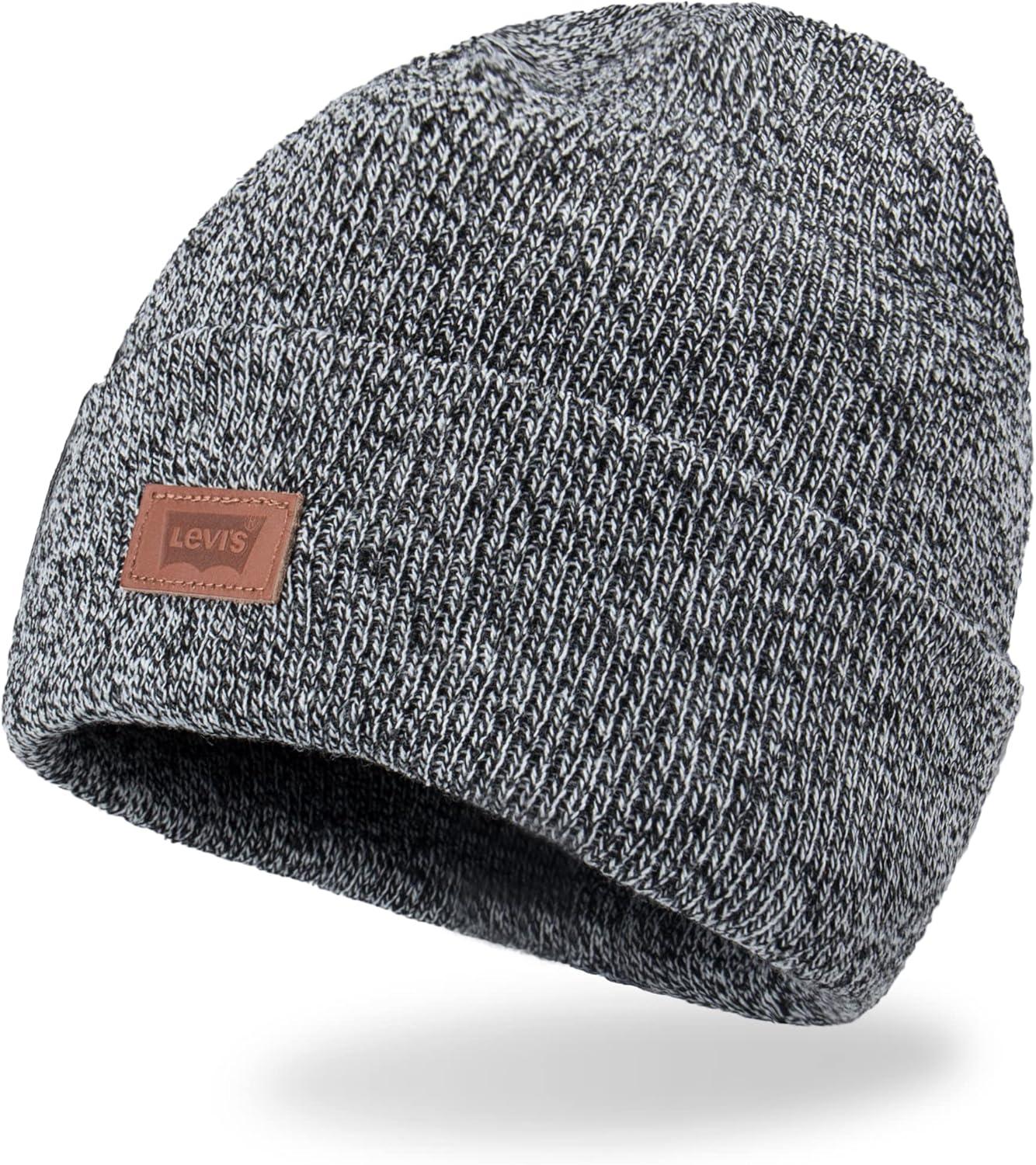 imageLevis Mens AllSeason Hero Beanie Soft Knit Cuffed Winter Hat Warm amp Comfortable Everyday StyleMarled Grey
