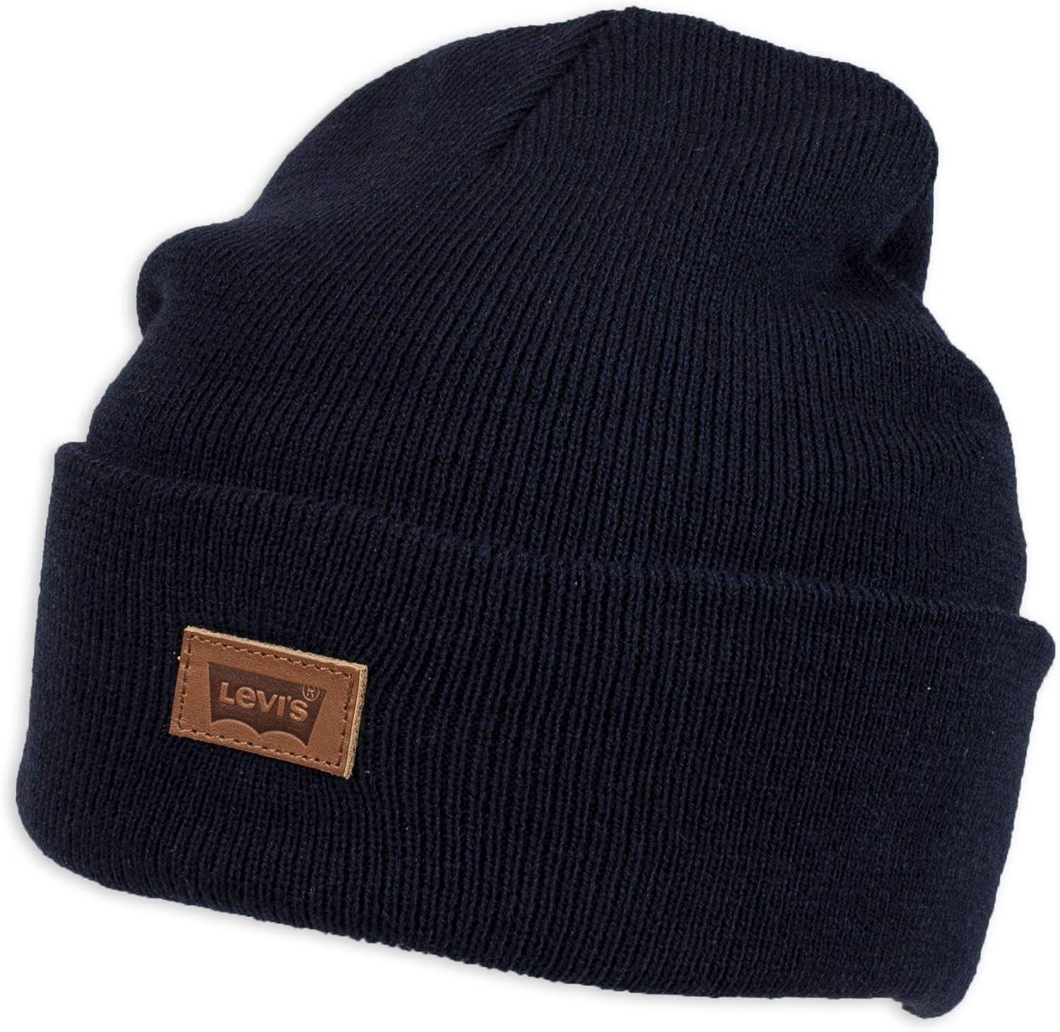 imageLevis Mens AllSeason Hero Beanie Soft Knit Cuffed Winter Hat Warm amp Comfortable Everyday StyleNavy Solid