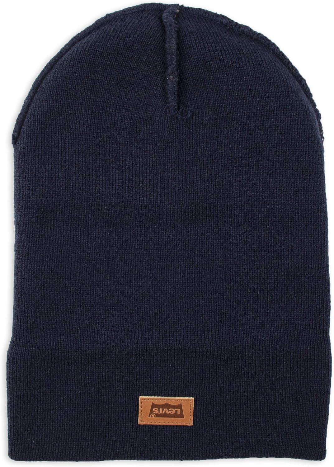imageLevis Mens AllSeason Hero Beanie Soft Knit Cuffed Winter Hat Warm amp Comfortable Everyday StyleNavy Solid