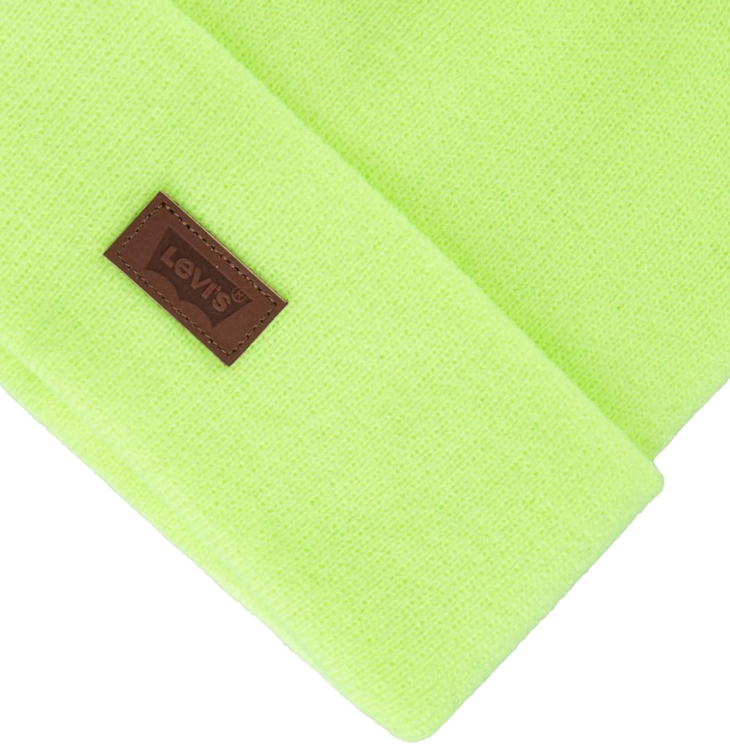 imageLevis Mens AllSeason Hero Beanie Soft Knit Cuffed Winter Hat Warm amp Comfortable Everyday StyleNeon Yellow Solid