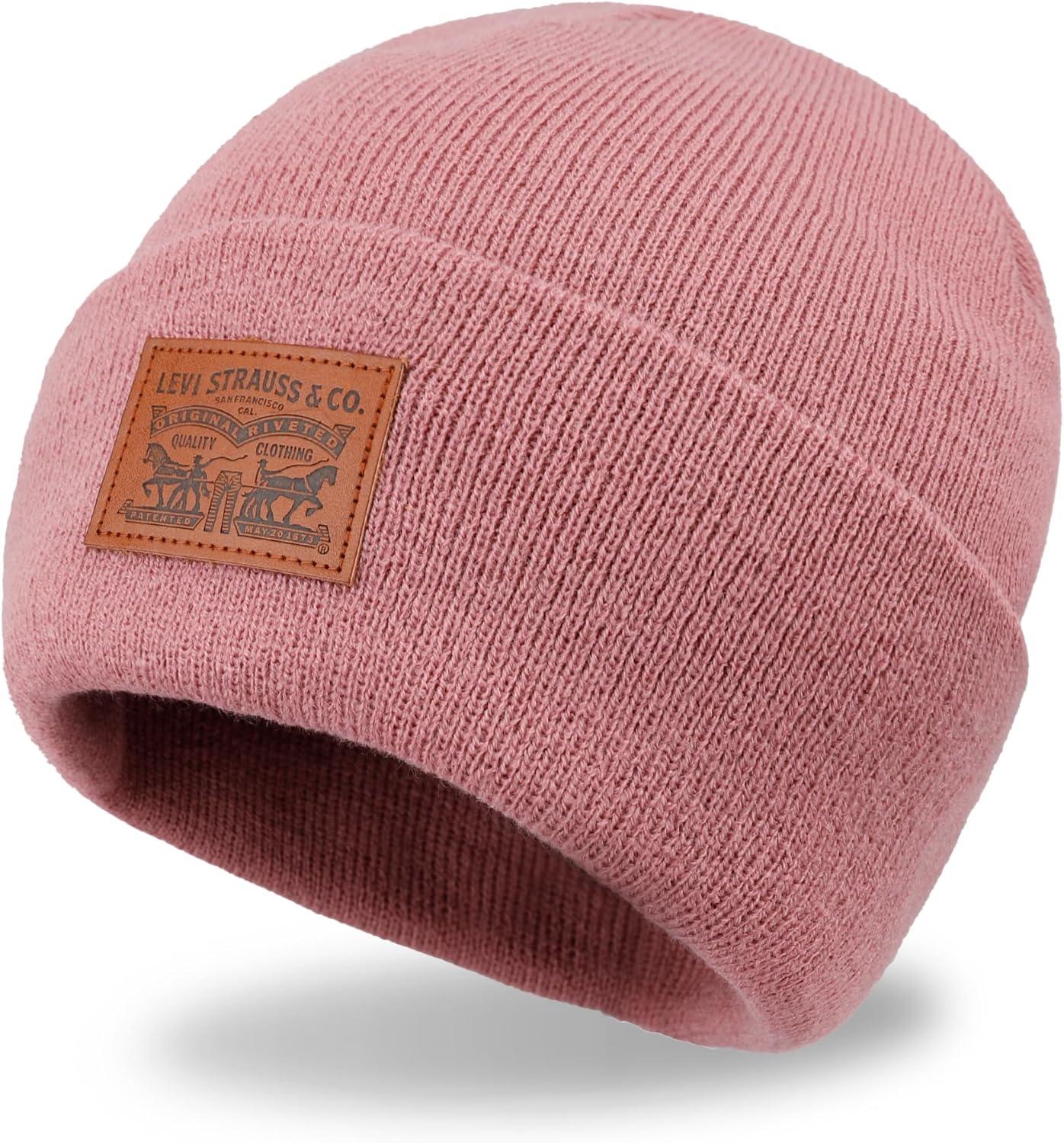 imageLevis Mens AllSeason Hero Beanie Soft Knit Cuffed Winter Hat Warm amp Comfortable Everyday StylePink