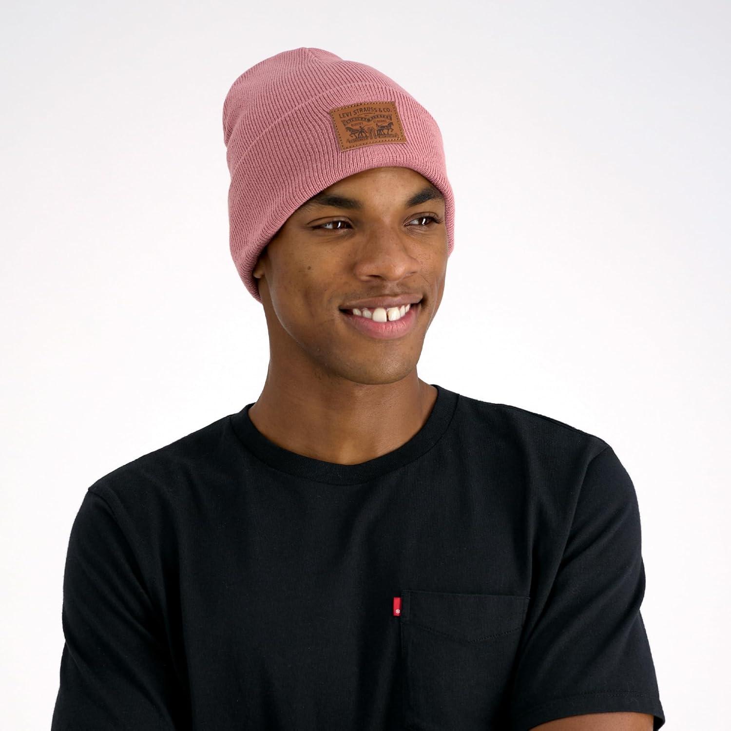 imageLevis Mens AllSeason Hero Beanie Soft Knit Cuffed Winter Hat Warm amp Comfortable Everyday StylePink