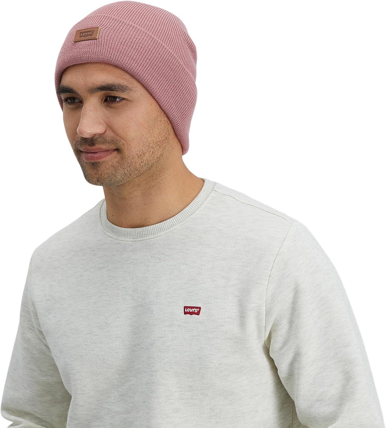 imageLevis Mens AllSeason Hero Beanie Soft Knit Cuffed Winter Hat Warm amp Comfortable Everyday StylePink Solid