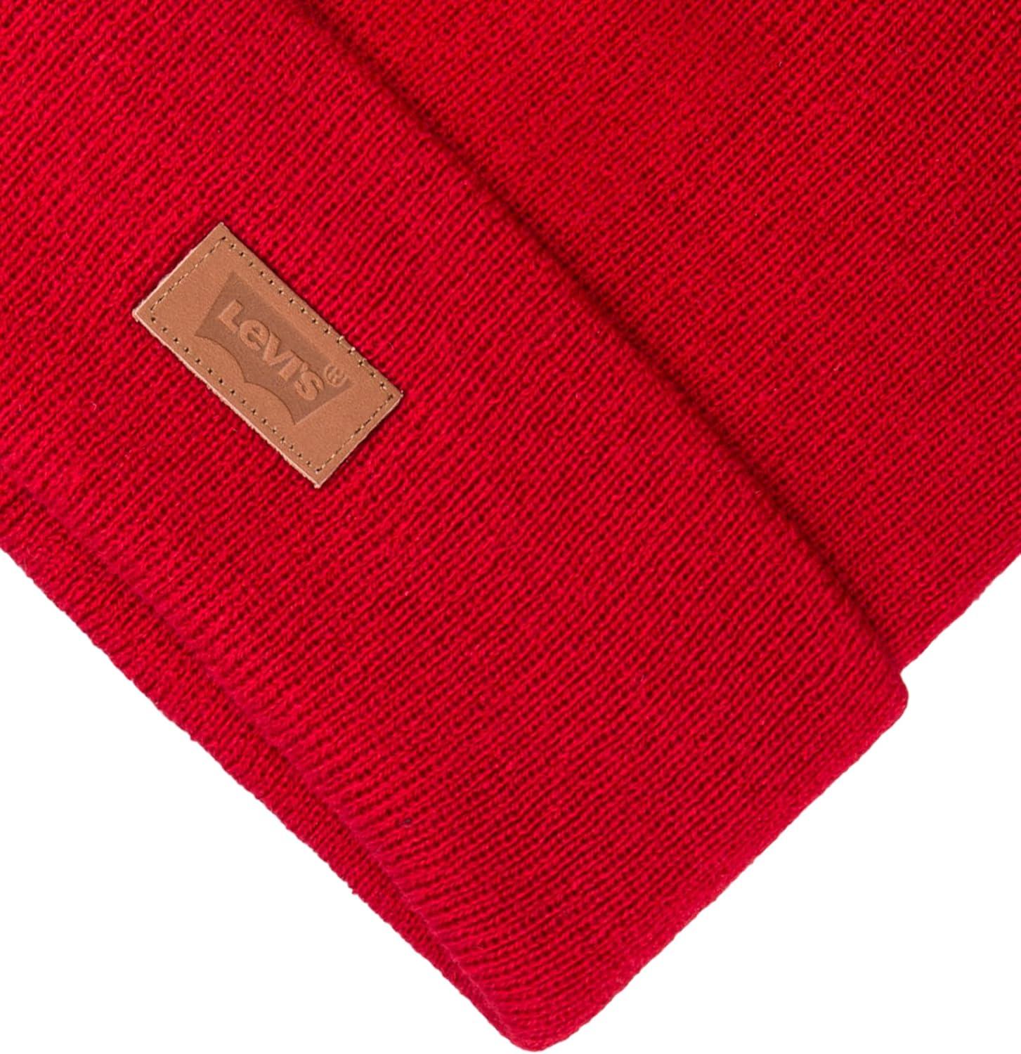imageLevis Mens AllSeason Hero Beanie Soft Knit Cuffed Winter Hat Warm amp Comfortable Everyday StyleRed